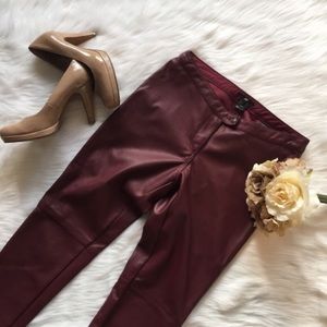 {H&M} Pleather Burgundy Skinny Moto Pants